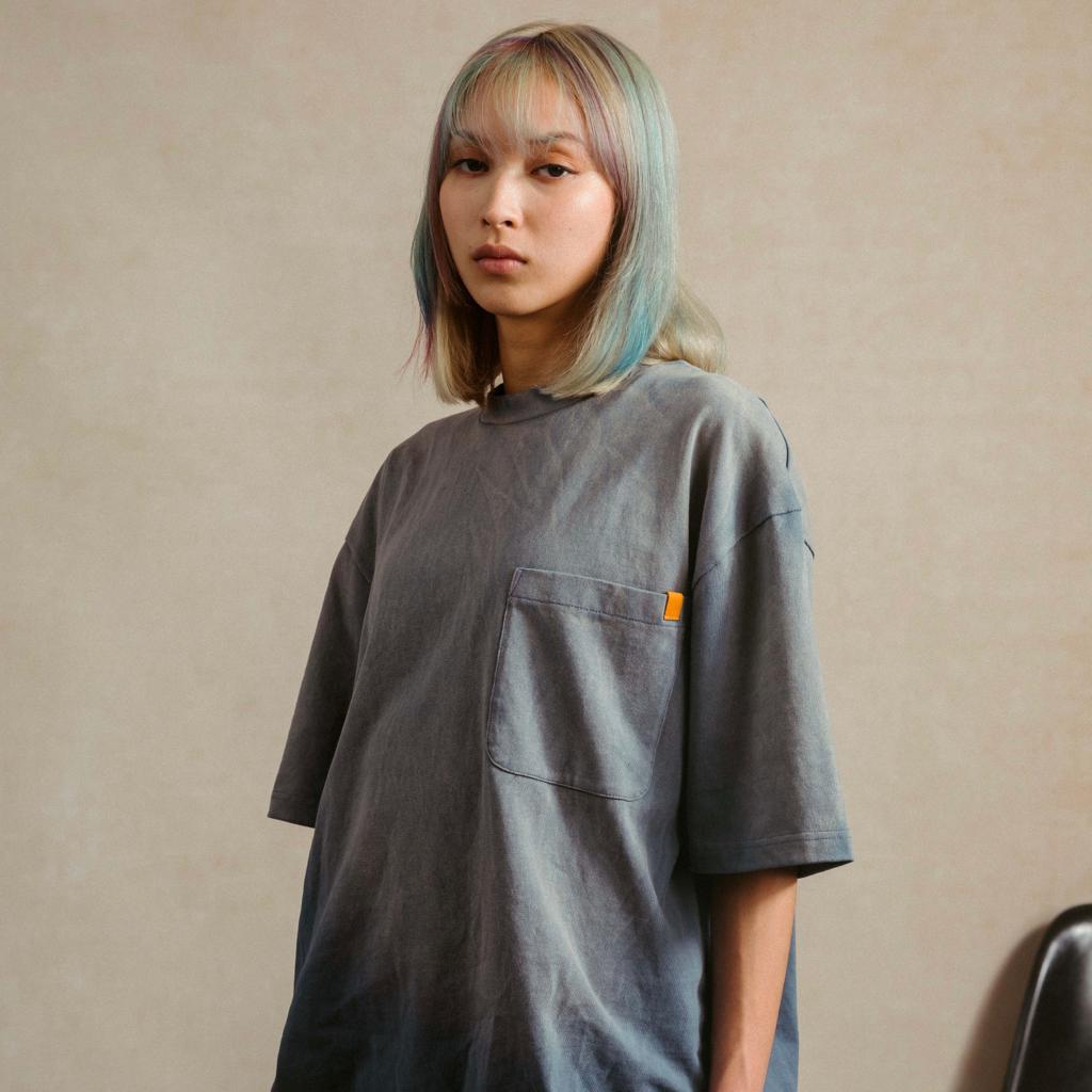 Faded Washed S/S Pocket Big Tee / Faded Blue